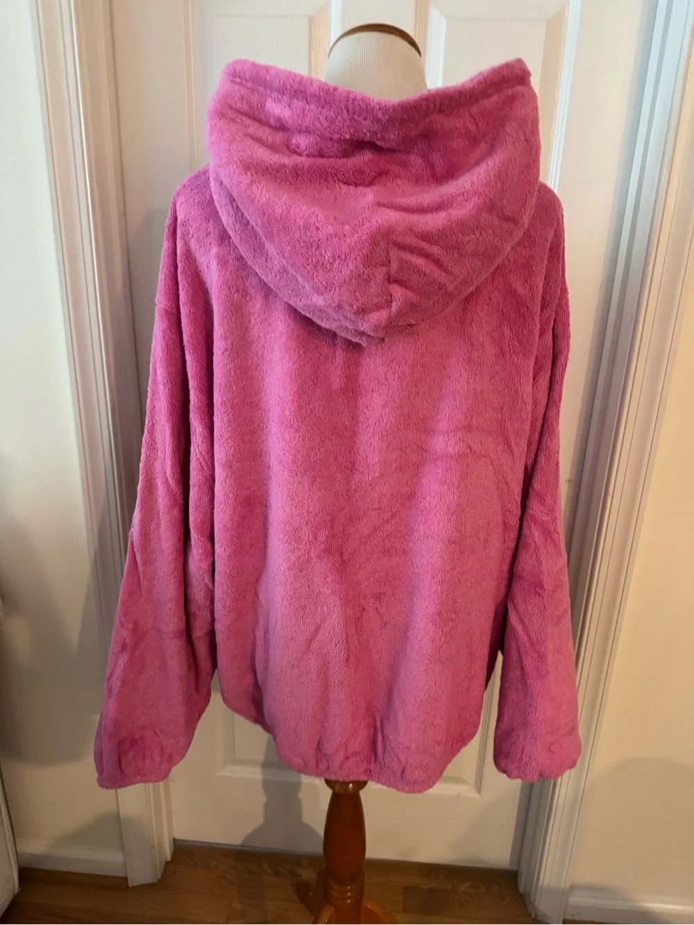 SKIMS Plush Hooded Cover-Up in Bright Pink